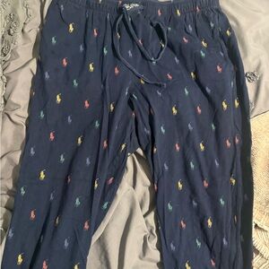 Ralph Lauren Navy Pajama Pants with Multicolor Pony Print